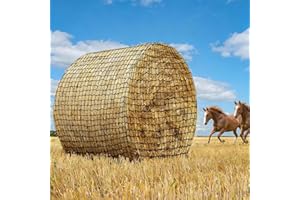Toofrito Bold 6 * 6ft Round Bale Hay Net for Horses&Livestock, Large Heavy Duty Round Bale Hay Net, 12-Strand Knotless Slow F