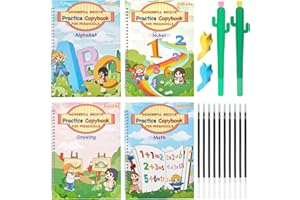 DTREEL Upgraded Large Size Magic Ink Copybooks for Kids,Grooved Handwriting Workbooks,Reusable Writing Practice Book for Preschool Kids Age 3-8 Calligraphy,Kindergarten Must Haves Supplies