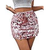SHENHE Women's Sparkly Sequin High Waist Party Club Mini Bodycon Rave Skirt