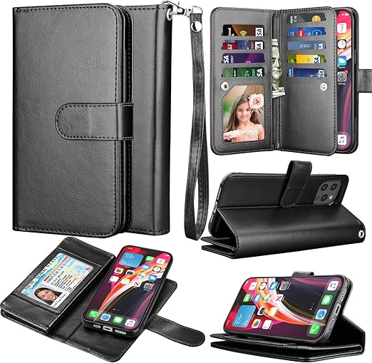 Amazon Com Takfox Compatible For Iphone 12 Pro Max Case Iphone 12 Pro Max Wallet Case 6 7 Pu Leather Id Credit Card Slots Holder Folio Flip Kickstand Detachable Magnetic Phone Case Lanyard Black