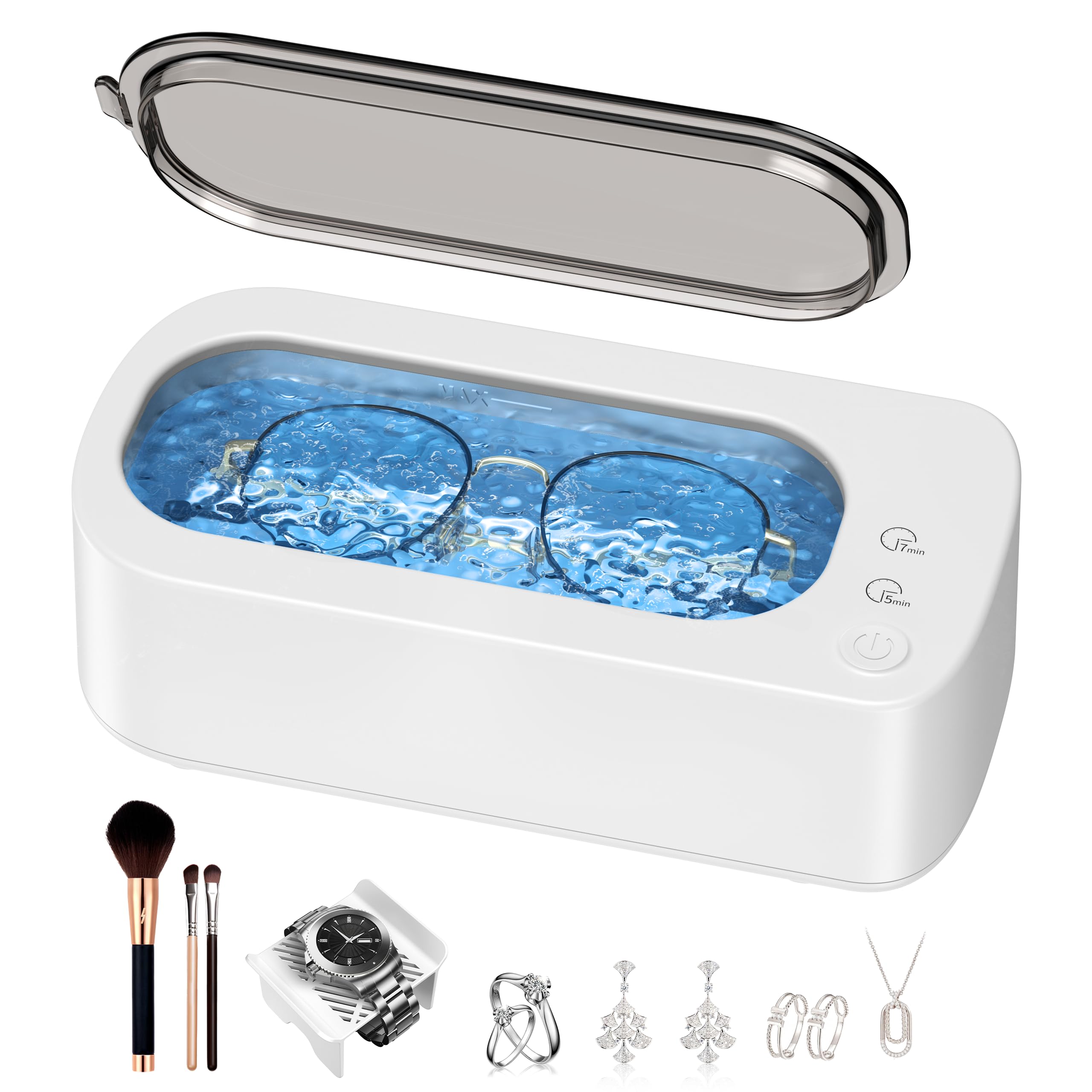 Photo 1 of OSLTWI Ultrasonic Jewelry Cleaner Machine: 48KHz Ultra Sonic Cleaner for Jewelry,Eyeglass,Rings,Watch Band,Dentures,with Dual Cleaning Modes,350ML 304 Stainless Steel Tank,Gift for Wife,Mom,Daughter