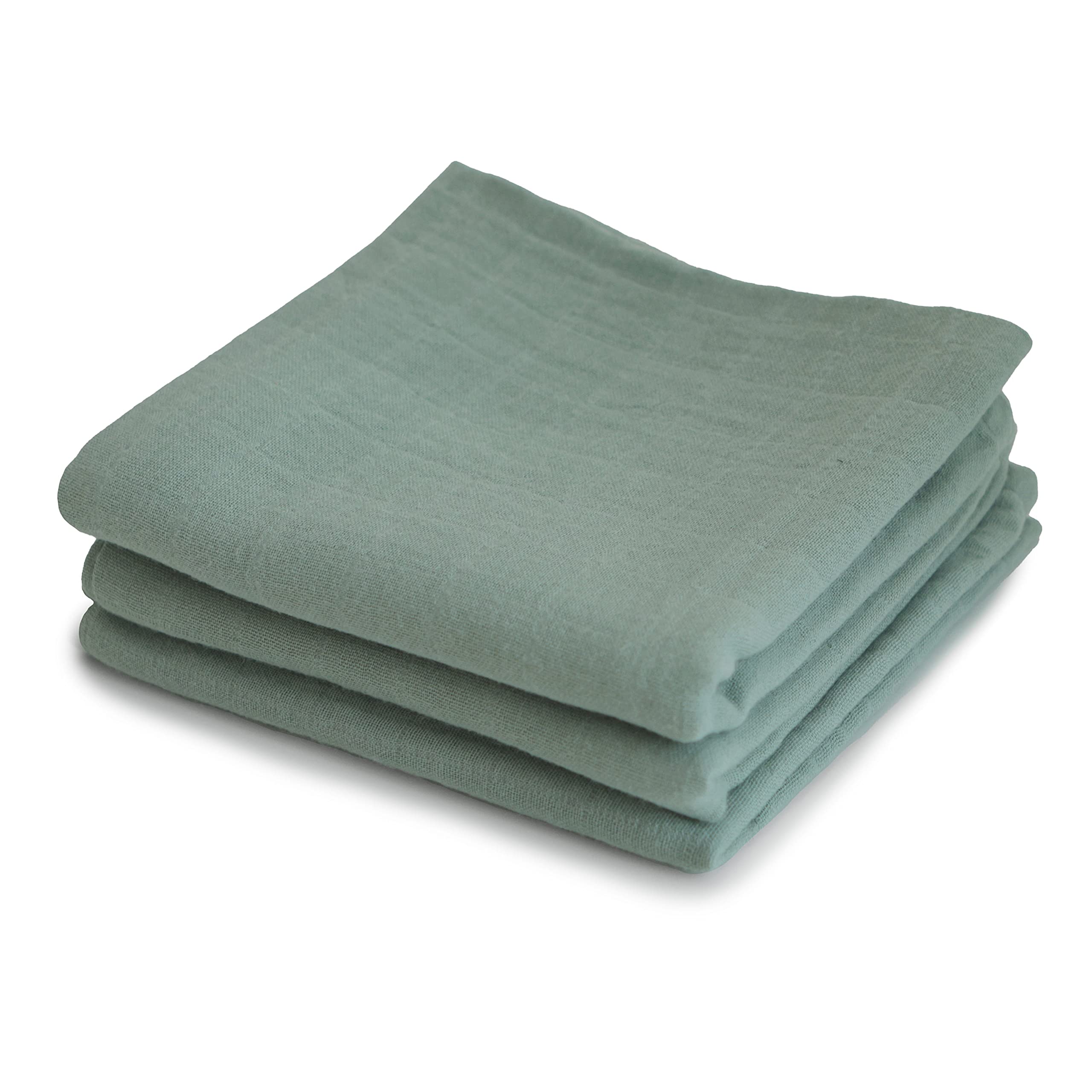 Mushie Muslin Cloth | 1x Set of 3 pack Muslin Cloths | Use: Mini Blanket & Other Nursery Needs | Material: 100% Organic Cotton | 58x60cm | Extra Soft for Babies & Toddlers (Roman Green)