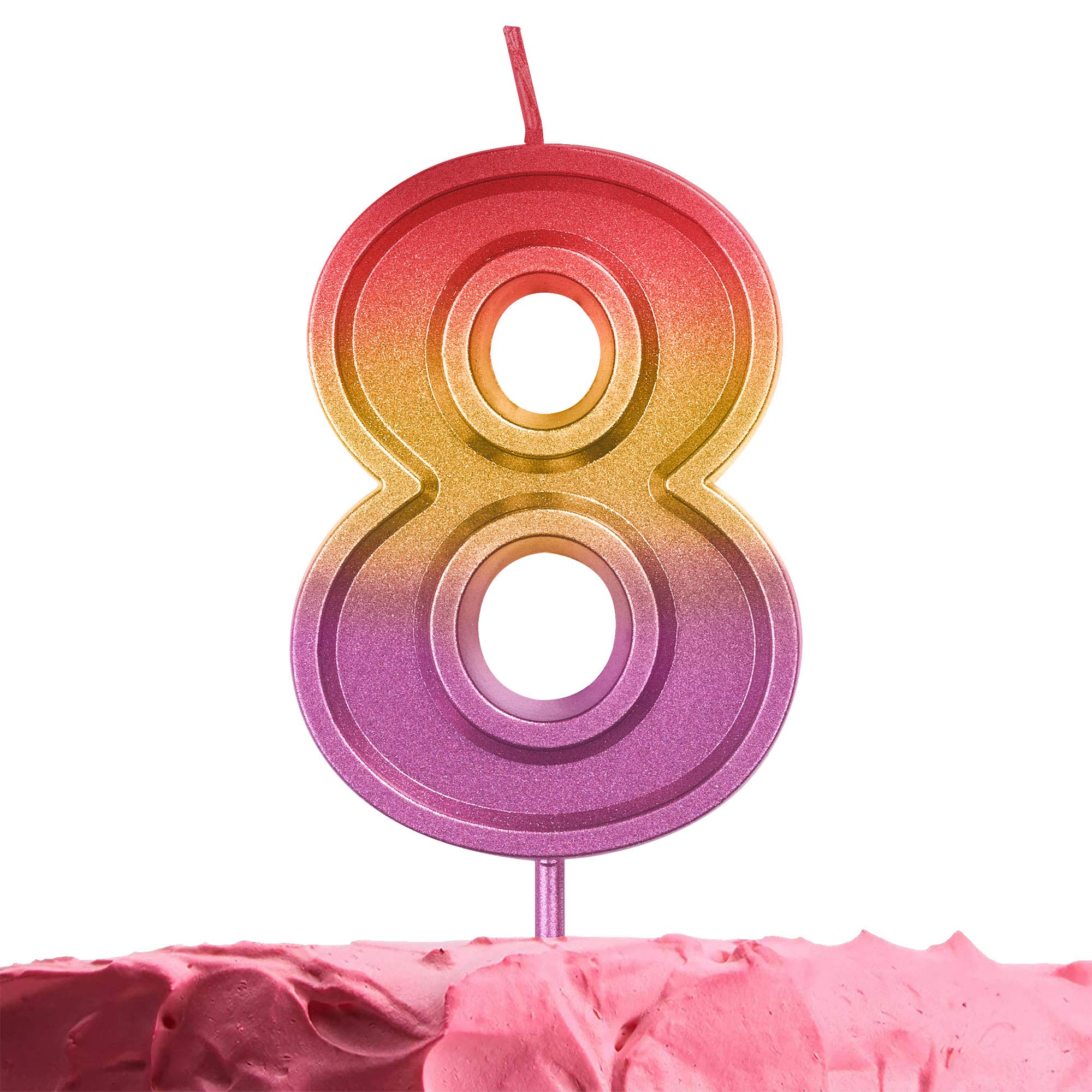GET FRESH Number 8 Birthday Candle – Rainbow Number Eight Candle on Stick – Elegant Rainbow Number Candles for Birthday Wedding Anniversary – Perfect Girl's 8th Birthday Cake Candle – Rainbow 8 Candle
