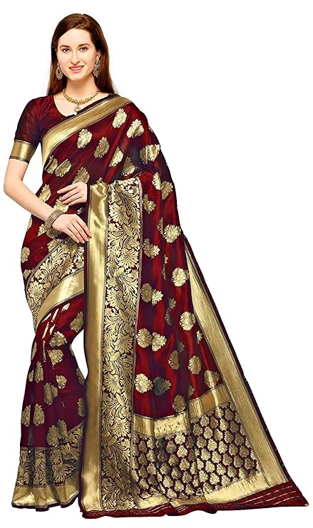 Women's Banarasi Silk Saree with Blouse Piece