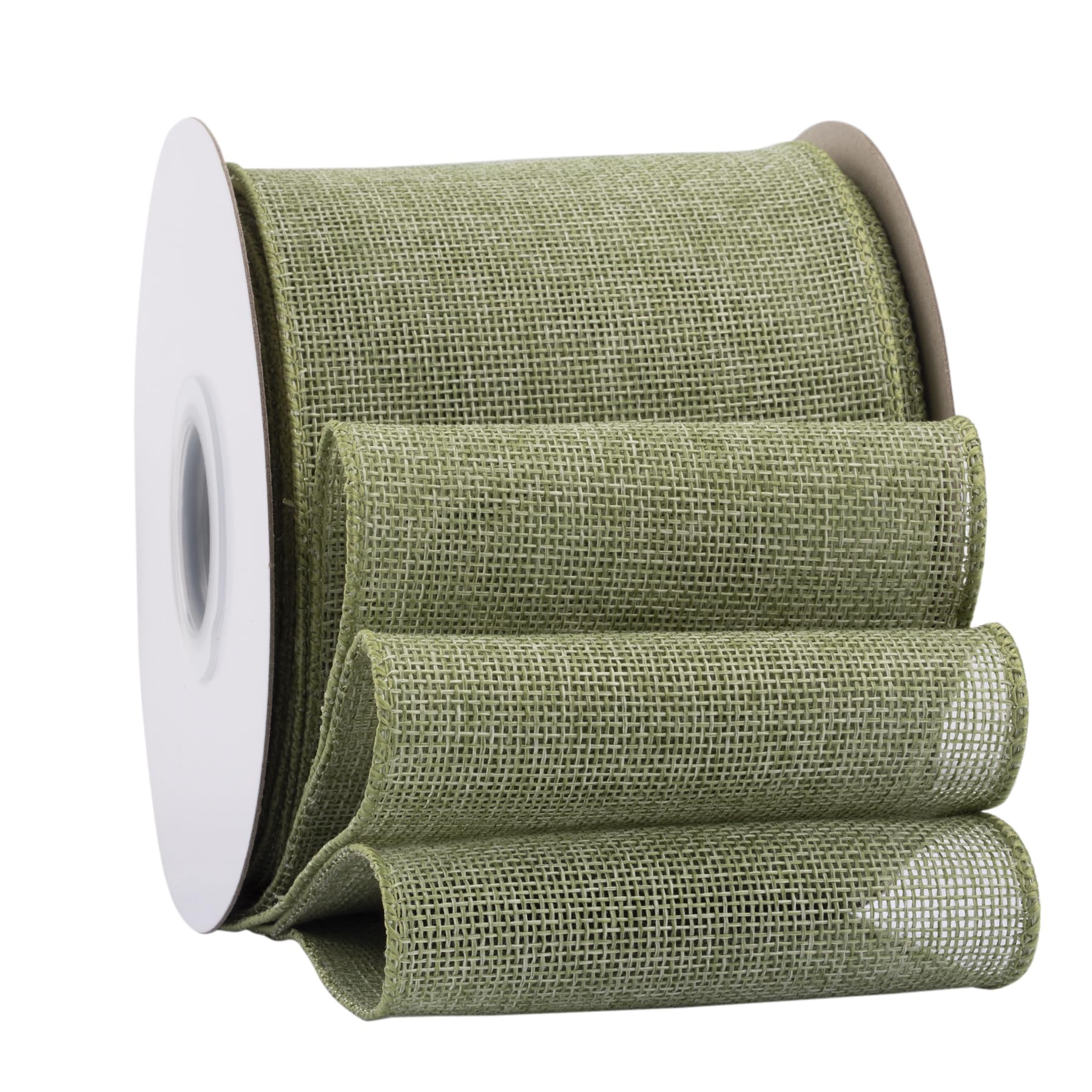 Ribbonitlux Spring Moss Burlap Wired Ribbon, 100mm x 18 Meters, Wired Edge Burlap Ribbon for Gift Wrapping, Big Bow, Wreath, and Christmas Tree Decoration