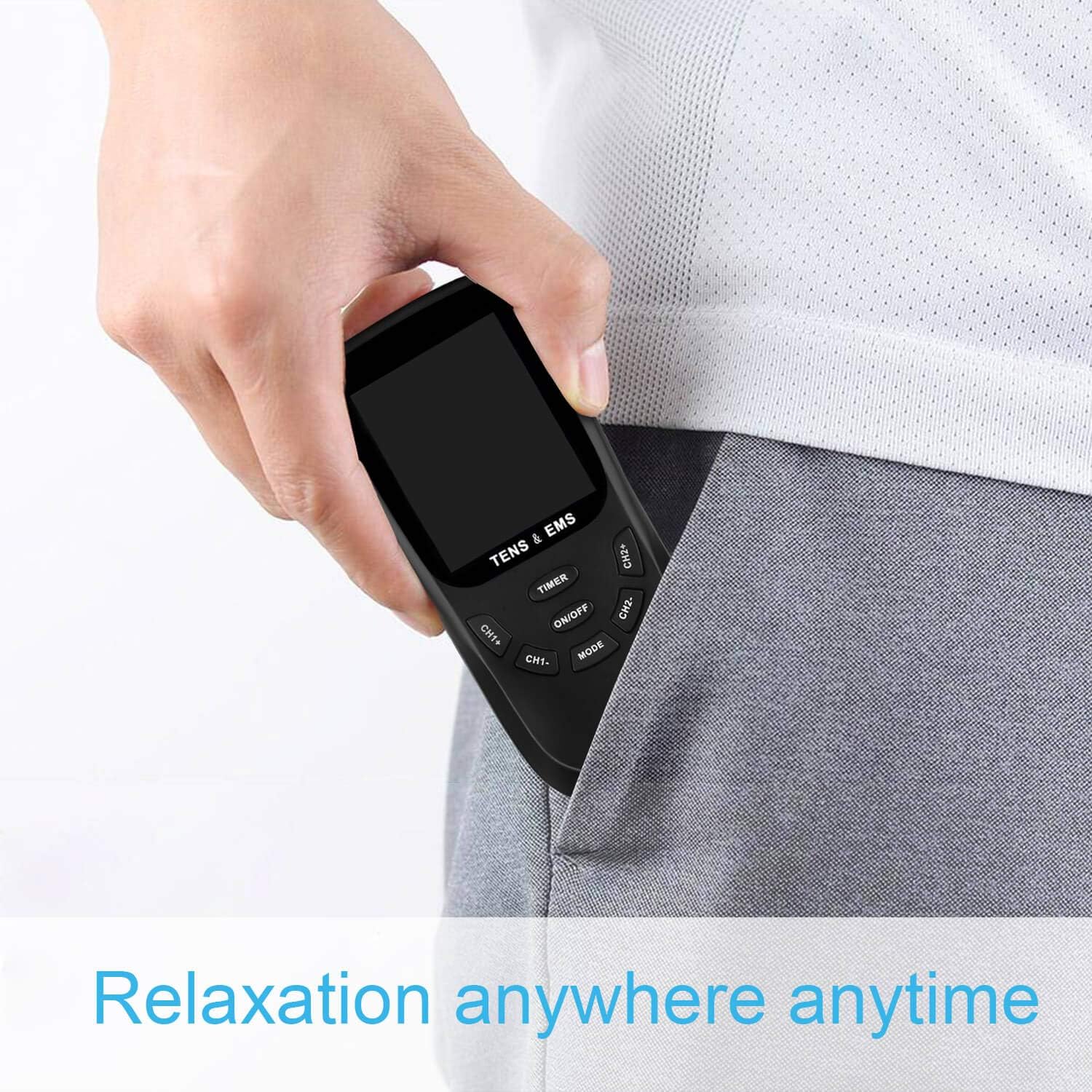 TENS Unit Muscle Stimulator for Pain Relief Therapy, Dual Channels Electronic Pulse Massager EMS Deivce with Travel Hard Case (Black): Health & Personal Care
