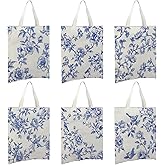 Kuabiz Floral Canvas Tote Bag for Women Chinoiserie Tote Bag Aesthetic Reusable Grocery Bags for Travel Shopping