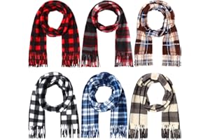 Wayyogh 6 PCS Buffalo Plaid Scarf Winter Buffalo Check Scarves Warm Long Blanket Scarf for Men Women Boys Girls Christmas Gifts