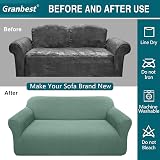 Granbest High Stretch 2 Seater Sofa Cover Jacquard Non Slip Matcha Green view 5