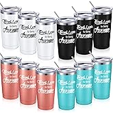 Suclain 12 Sets Thank You Gifts Employee Appreciation Gifts 20oz Tumbler Thank U for Being Awesome Stainless Steel Travel Tumbler with Lid Straw Bulk (Light Blue,Rose Gold,Black,White)