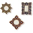 Small Decorative Wall Mirror set of 3 - Accent mirrors of 6in for wall decor, Peruvian Mirrors Vanity with bronze leaf