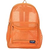 NiceAndGreat Heavy Duty Classic Gym Student Mesh See Through Netting Backpack | Padded Straps | Orange