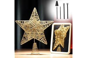 WEFAITH Lightweight Christmas Tree Star Topper with Tree Topper Stabilizer Holder - Twinkly 10'' Large Gold Star Christmas Trees Top Decorations,Xmas Tree Topper Indoor Outdoor