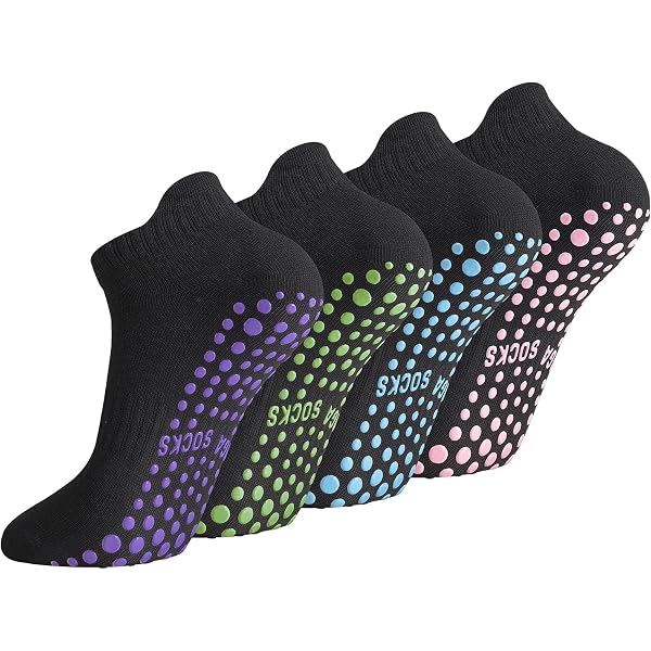 Lot 2/4 Paires Chaussettes Yoga Antidérapantes Femme Picots ABS Barre Danse Ballet Fitness