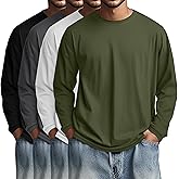 August Alley 4 Pack Men's Big and Tall Cotton Shirts L-7xl, Long Sleeve Oversized Tops Loose Casual Large T-Shirts Basic Tee
