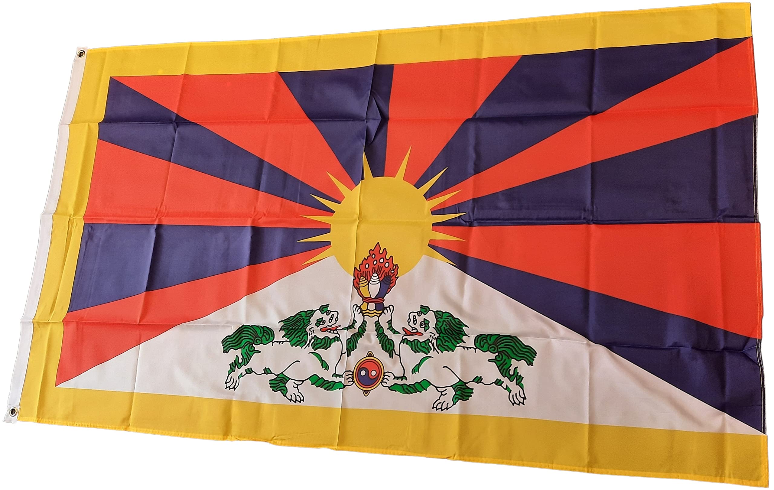 NWFlags Tibet Flag 5ft x 3ft 75d Premium Polyester Suitable For Flagpoles | Strong Polyester 5x3 foot material large flag banner with two metal Eyelets