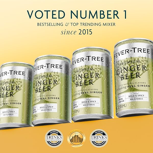FEVER-TREE GINGER BEER – PREMIUM QUALITY MIXER – REFRESHING BEVERAGE FOR COCKTAILS & MOCKTAILS. NATURALLY SOURCED INGREDIENTS, NO ARTIFICIAL SWEETENERS OR COLORS – 5.1 FL OZ CANS – PACK OF 8