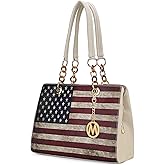 MKF Collection Patriotic Shoulder Bag for Women, USA Satchel Vegan Leather Designer American Flag Handbag Tote Purse
