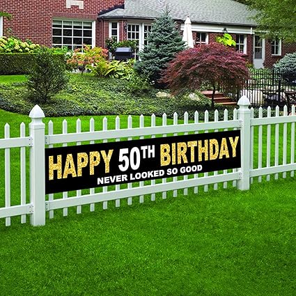 Amazon Com Happy 50th Birthday Banner Cheers To 50 Years Flag