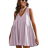 Athlisan Womens Summer Sleeveless Mini Dress Casual Loose V Neck Sundress with Pockets
