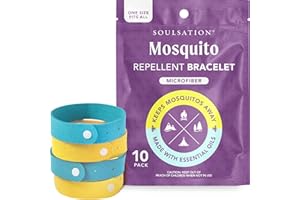 Soulsation 10 Pack Mosquito Repellent Bracelets Microfiber - for Kids & Adults, Natural DEET-Free