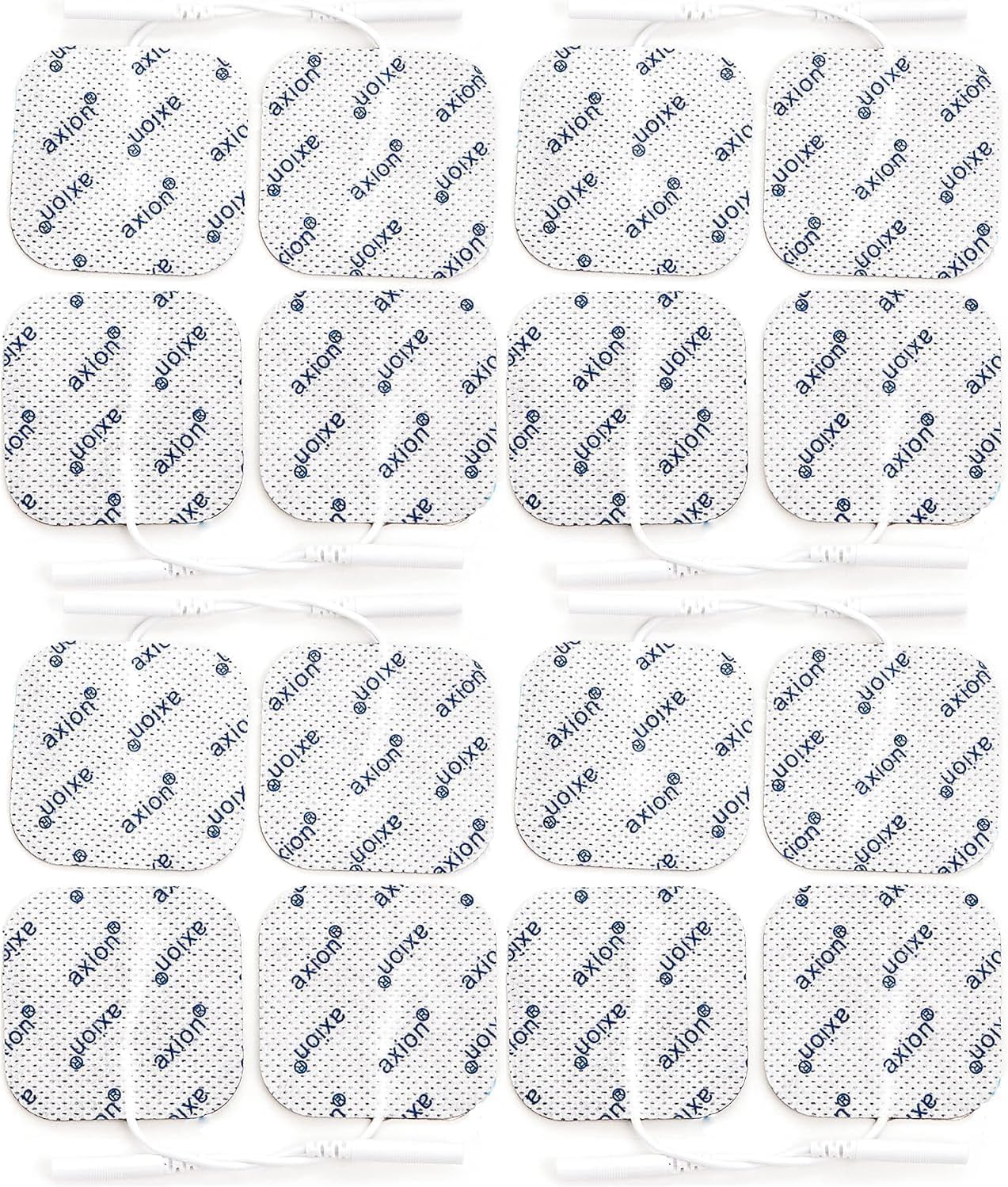 Axion Pack of 16 Electrodes. Square Self-Adhesive Pads 5x5cm for TENS EMS Units with 2mm Connection | Pads for Pain Treatment, Muscle Growth and Massage