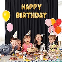 Black Backdrop Curtains 30ft x 10ft: Polyester