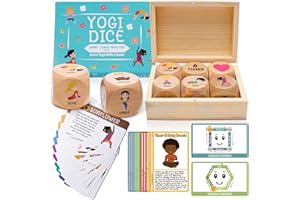 Garybank Kids Yoga Dice with 12 Yoga Cards, 20 Breathing Exercise Cards - Calm Down Corner Supplies, Yoga for Kids Solo or Group, Fun Exercise Dice Game for Kids Workout Equipment,Christmas Yoga Gifts