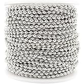 CleverDelights 2.4mm Ball Chain - Platinum Silver Color - 30 Feet - Bulk Spool