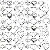 Sailanzi 96pcs Alloy Silver Love Series Pendant Jewelry Making DIY Keychain Earrings Pendant Various Design Charms for Jewelry Making Bracelets Necklace (SN398)