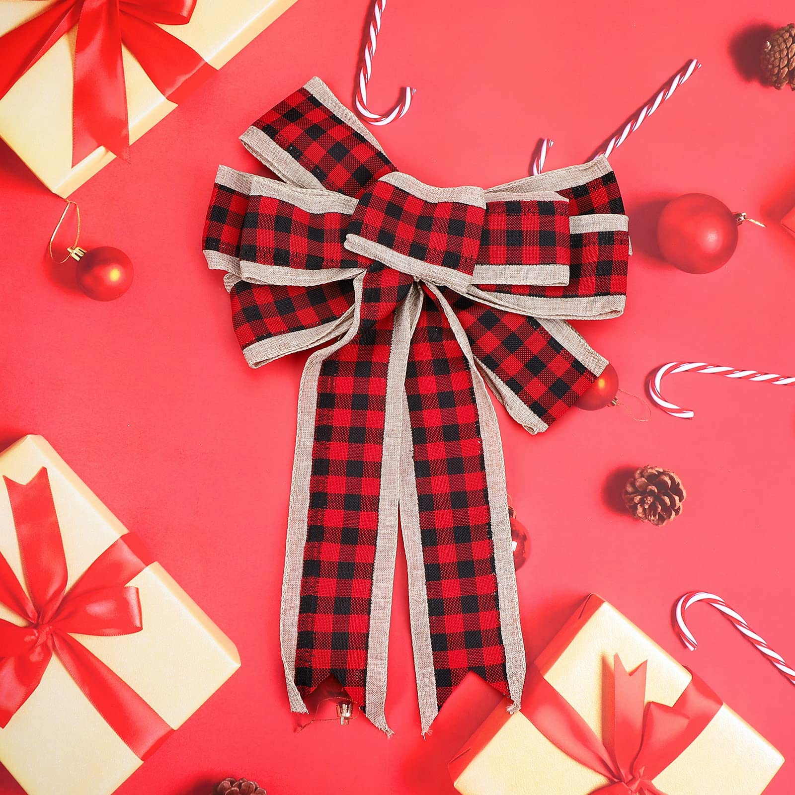 FQDDZ Christmas Tree Wreaths, Bowknot, Red Ribbon Bowknot, Bow Ornaments for Christmas Tree, Mini Christmas Tree Bow for Decoration