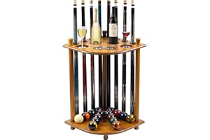 Billmart Pool Stick Holder Floor Stand, Solid Wood Billiard Pool Cue Rack, Pool Table Accessories (OAK)