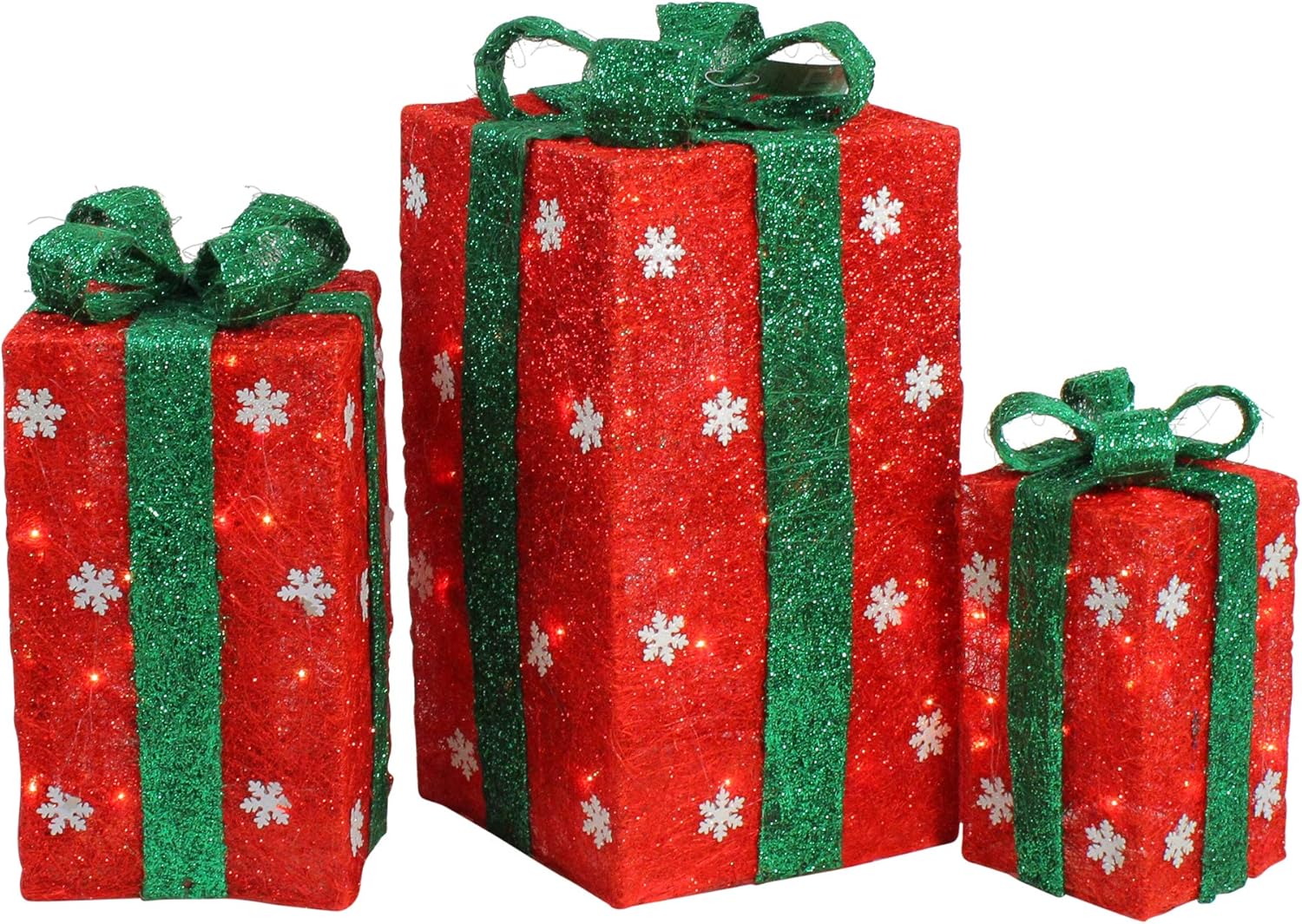 Amazon Com Northlight Set Of 3 Tall Lighted Red Sisal Gift Boxes