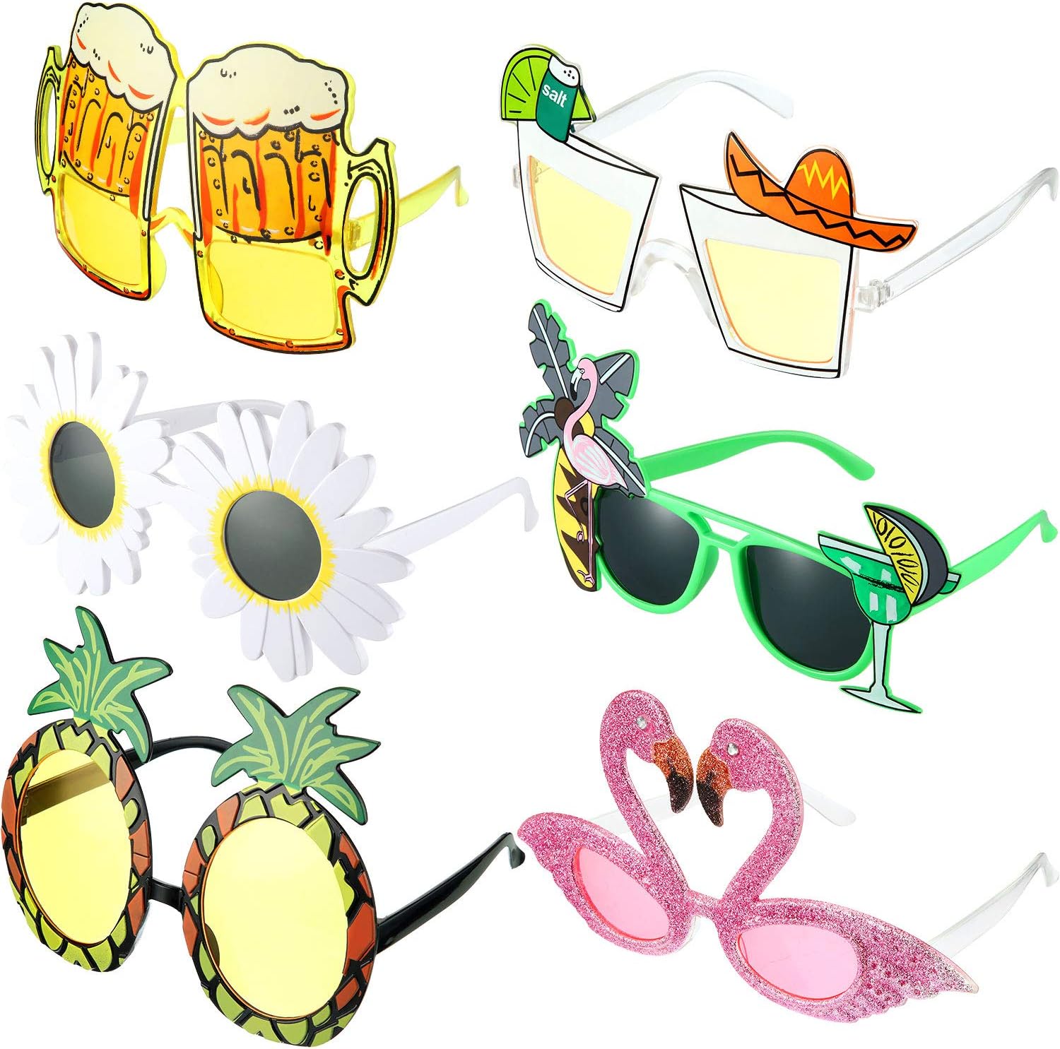 Gejoy 6 Pairs Funny Glasses Novelty Party Sunglasses Funny Eyeglasses