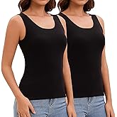 Furainel Tank Tops Womens Scoop Neck Sleeveless Shirts for Women Layering Camisoles Undershirts 2 Pack