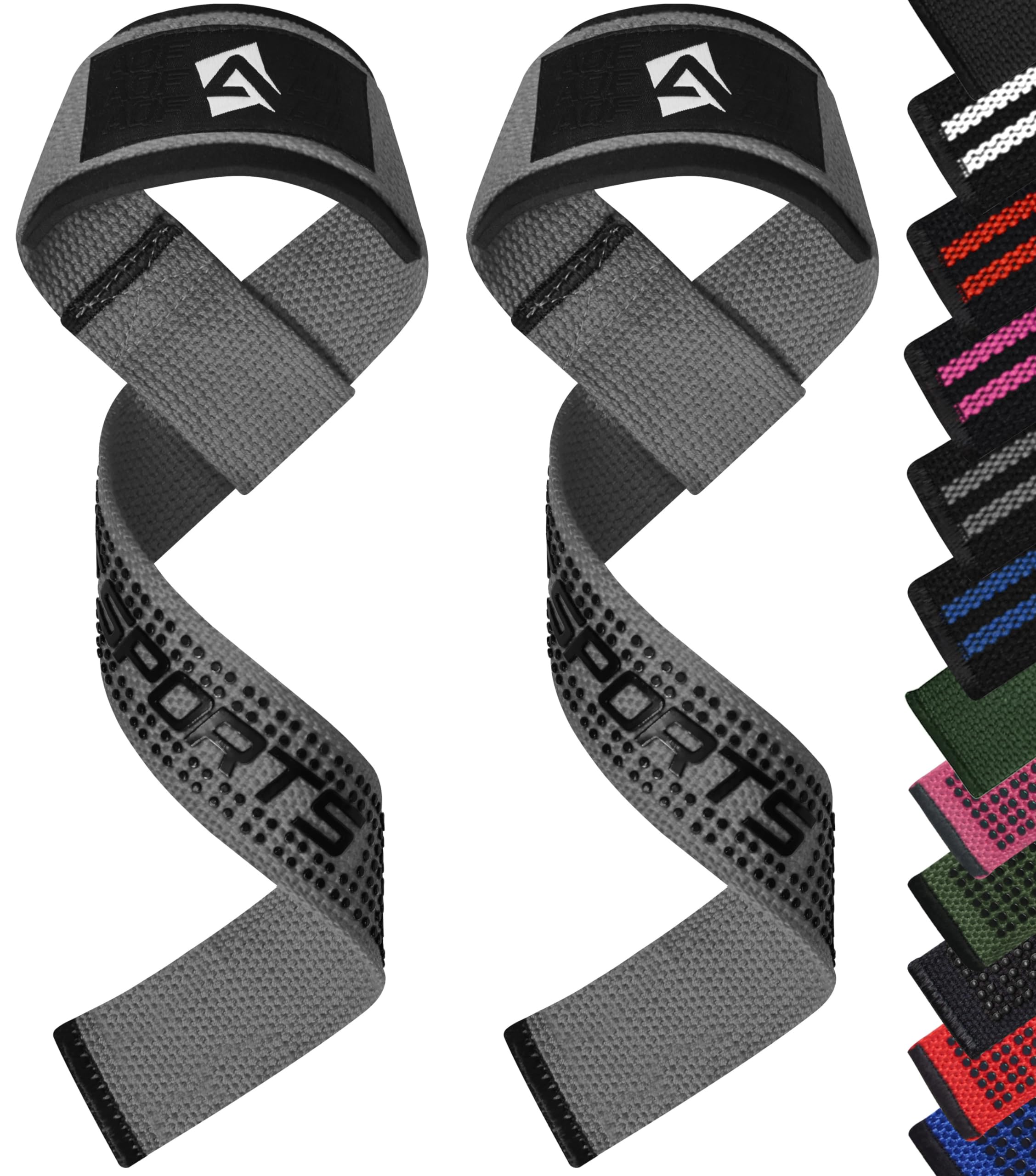AQF Weight Lifting Straps, 100% Cotton Gym Wrist Straps, 60CM Heavy Duty Lifting Straps with 5MM Neoprene Padding, Non-Slip Advanced Gel Grip, Ideal for Deadlifts Strength Training