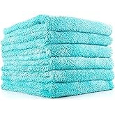 The Rag Company - Eagle Edgeless 450 (6-Pack) Professional Korean 70/30 Blend Super Plush Microfiber Detailing Buffing Polishing Drying Towels for Cars 16x16 in, Teal Blue