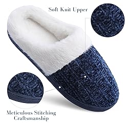 shoeslocker Slippers for Women Memory Foam Fuzzy
