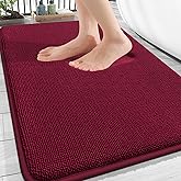 OLANLY Thick Memory Foam Bath Mat Rug 30x20, Extra Soft Absorbent Bathroom Rug, Quick Dry Bath Mats, Non-Slip, Machine Washable Carpet for Bathroom, Tub and Shower, Home Decor Accessories, Burgundy