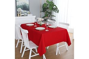 FOLINS&HOME Red Square Tablecloth 54 x 54 Wrinkle Free Waterproof Polyester Table Cloths, Spillproof Heavy Duty and Washable Table Cover for Party, Banquet, Indoor and Outdoor-Rectangle/Oblong