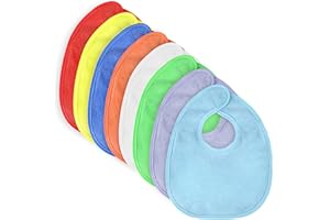 Vicloon Baby Bibs, 8Pcs Terry Bib Set, Baby Bibs for Girls & Boys, Terry Drool Cotton Bibs Waterproof Protection, Soft Absorbent Set for Teething and Drooling, Adjustable Hook-&-Loop Closure(color)
