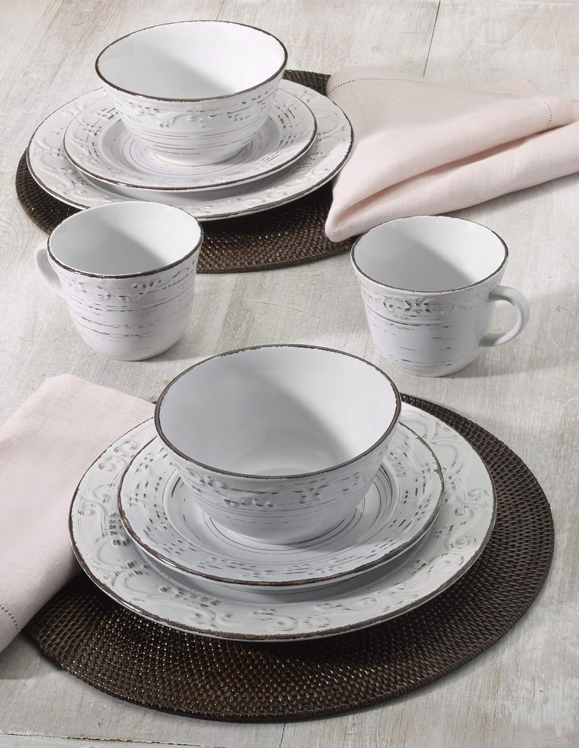  | Pfaltzgraff Trellis White 16-Piece Dinnerware Set, Service for 4: Dinnerware Sets