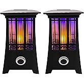 PIC Solar Bug Zapper, Cordless Patio Lantern, 600V Zapping Grid, 2 In 1 Light Mode with LED Flame Effect, Wide 1/2 Acre Coverage, Weatherproof, Auto On/Off, Showstopping Fly Trap Design, Pack of 2