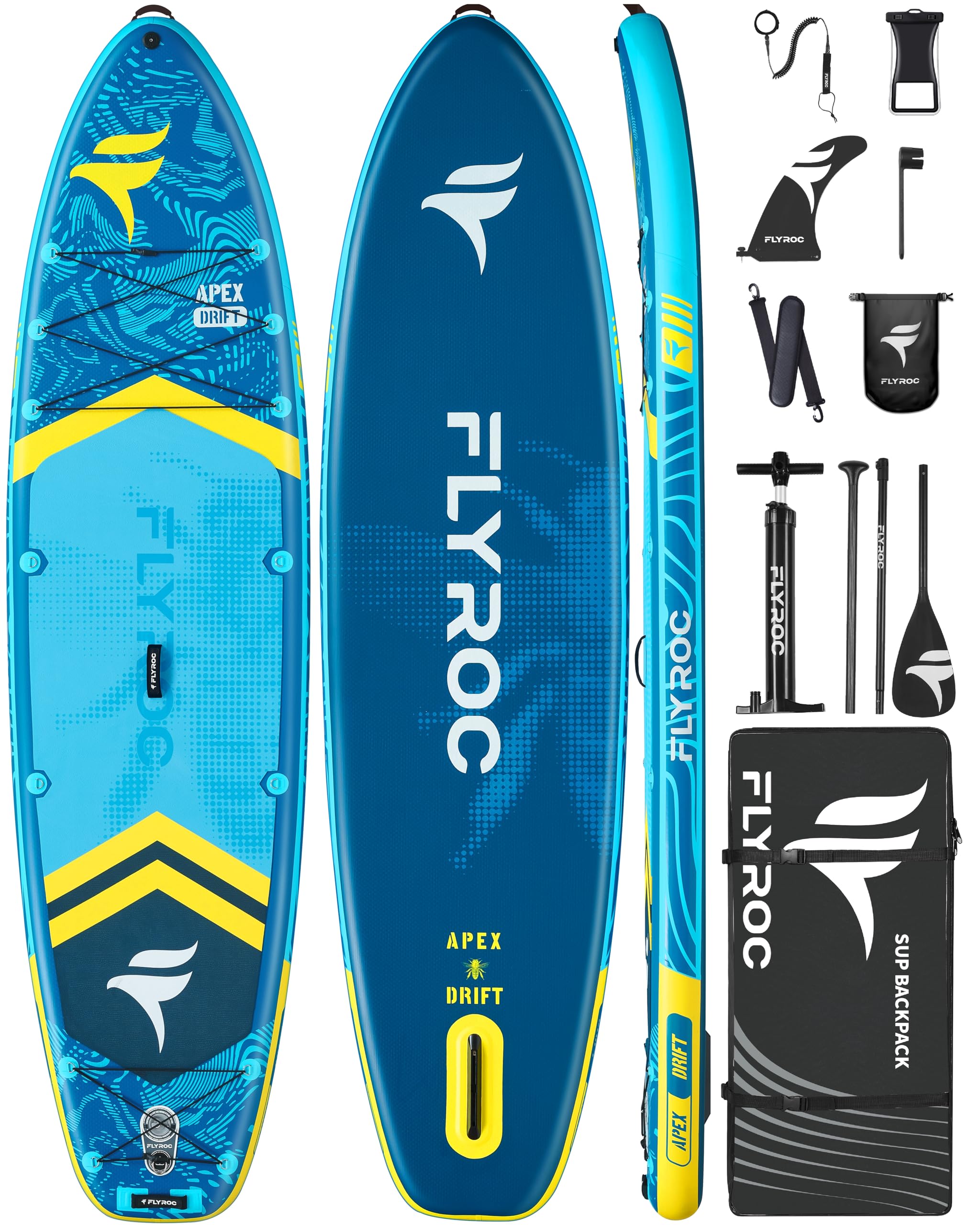 FLYROC 11'6x35'' Extra Wide Inflatable Paddle Board, 450lb Capacity ...