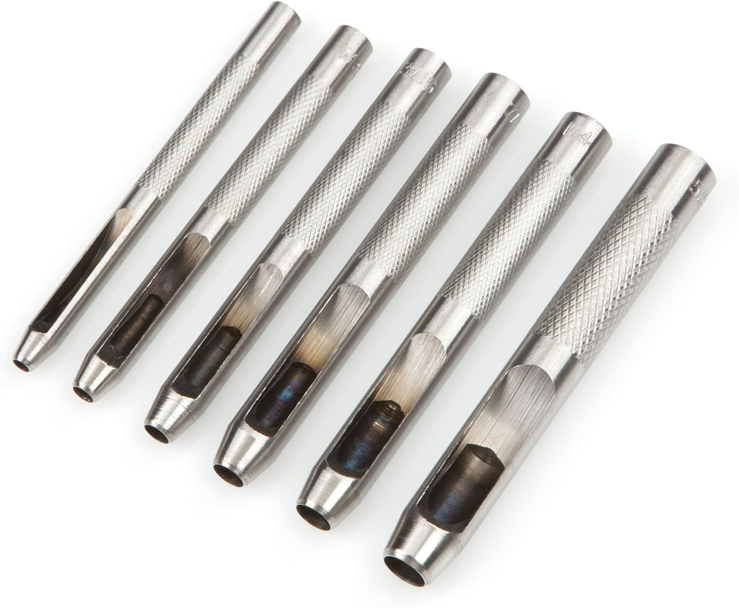 Doehetzelf 6 Piece Hollow Hammer Hole Punch Set for Making Holes in