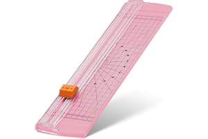 Glone 12 inch Paper Trimmer, A4 Size Paper Cutter with Automatic Security Safeguard for Coupon, Craft Paper and Photos (Pink)