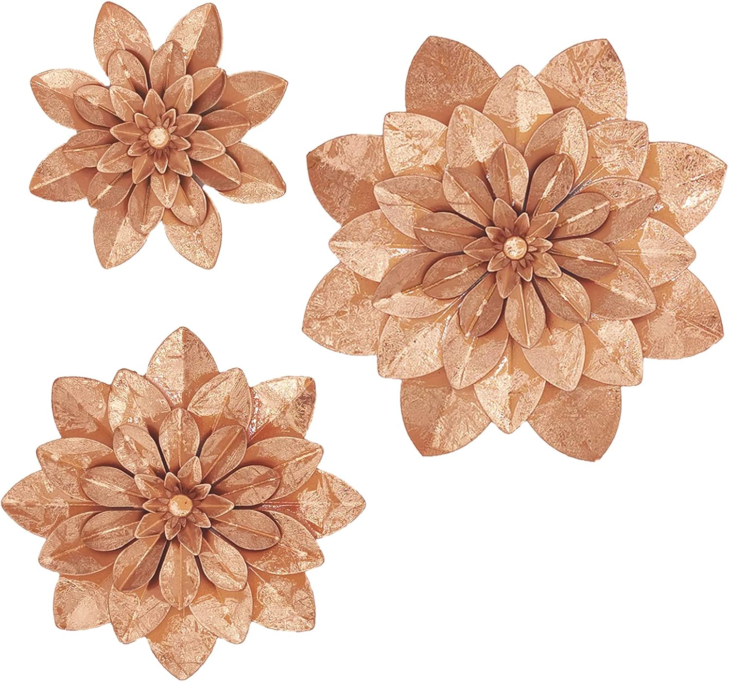 Plaques & Wall Art - ZHENGY Metal Flower Wall Art Multiple Layer Decor for Indoor Outdoor Home Bedroom Living Room Office Garden (rose gold)