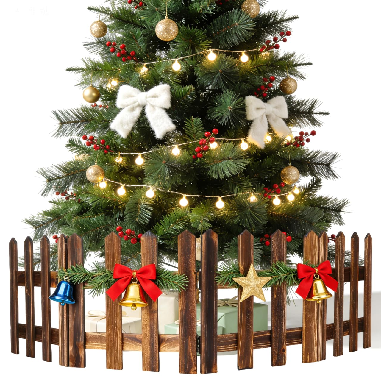 Christmas Tree Fences,Christmas Tree Decoration Fence, Mini Decorative s,Decoractive Wooden Picket,Picket for Xmas Wedding Party Garden Decor