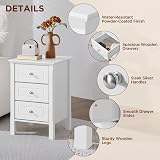 Yaheetech Bedside Table 3-Drawer Wood Nightstand 40x40x60cm White view 4