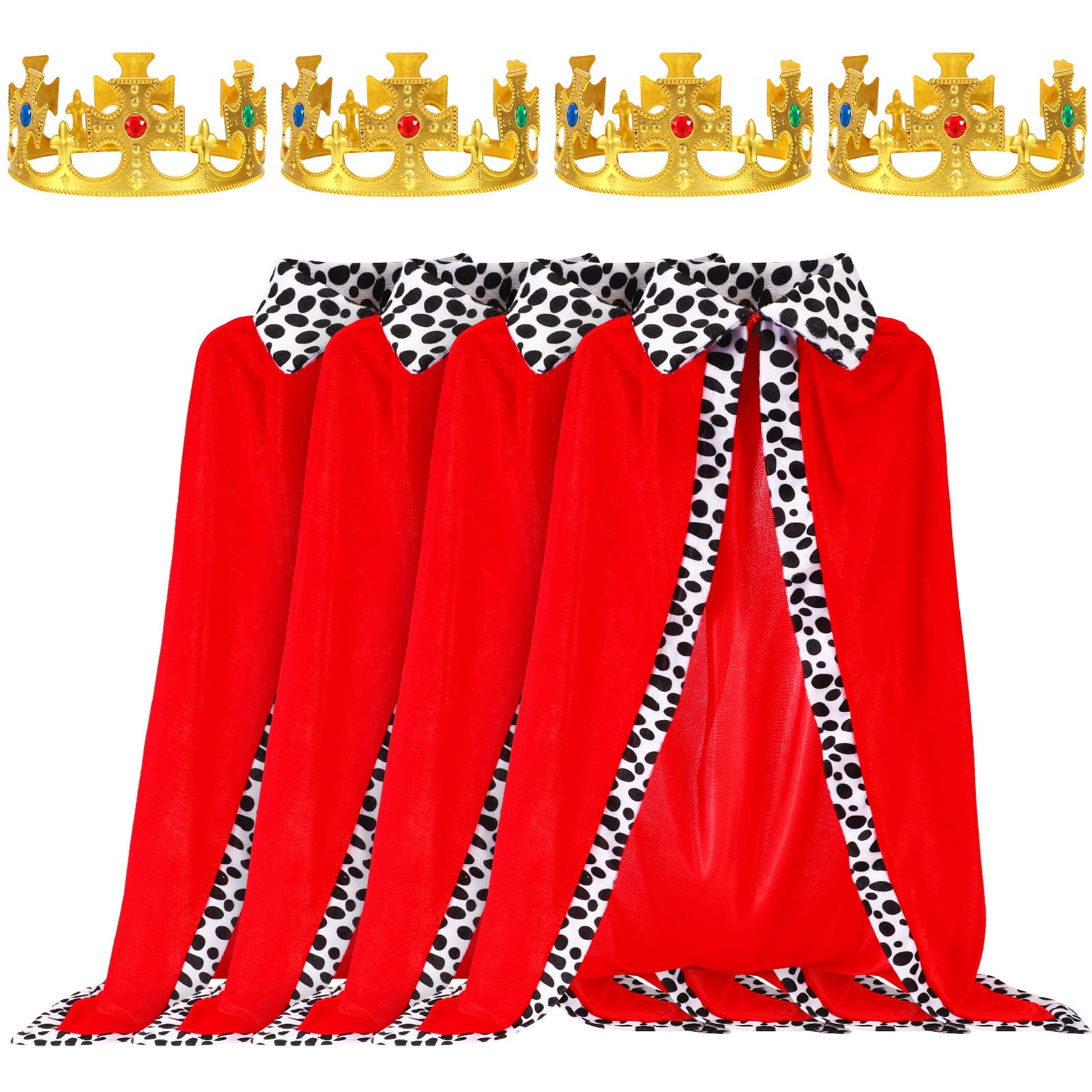 Photo 1 of Seematn 4 Pieces King Robe Queen for Adult King Cape Royal Costume with Gold Crown for Birthday Halloween Party Prince Cosplay Carnival Parade United Nations Day Event Christmas
